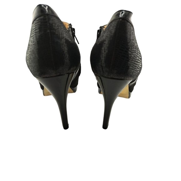 Cato 10W Black Stiletto Open Toe Ankle Platform Bootie Faux Suede Side Zip Shoe - Picture 2 of 8